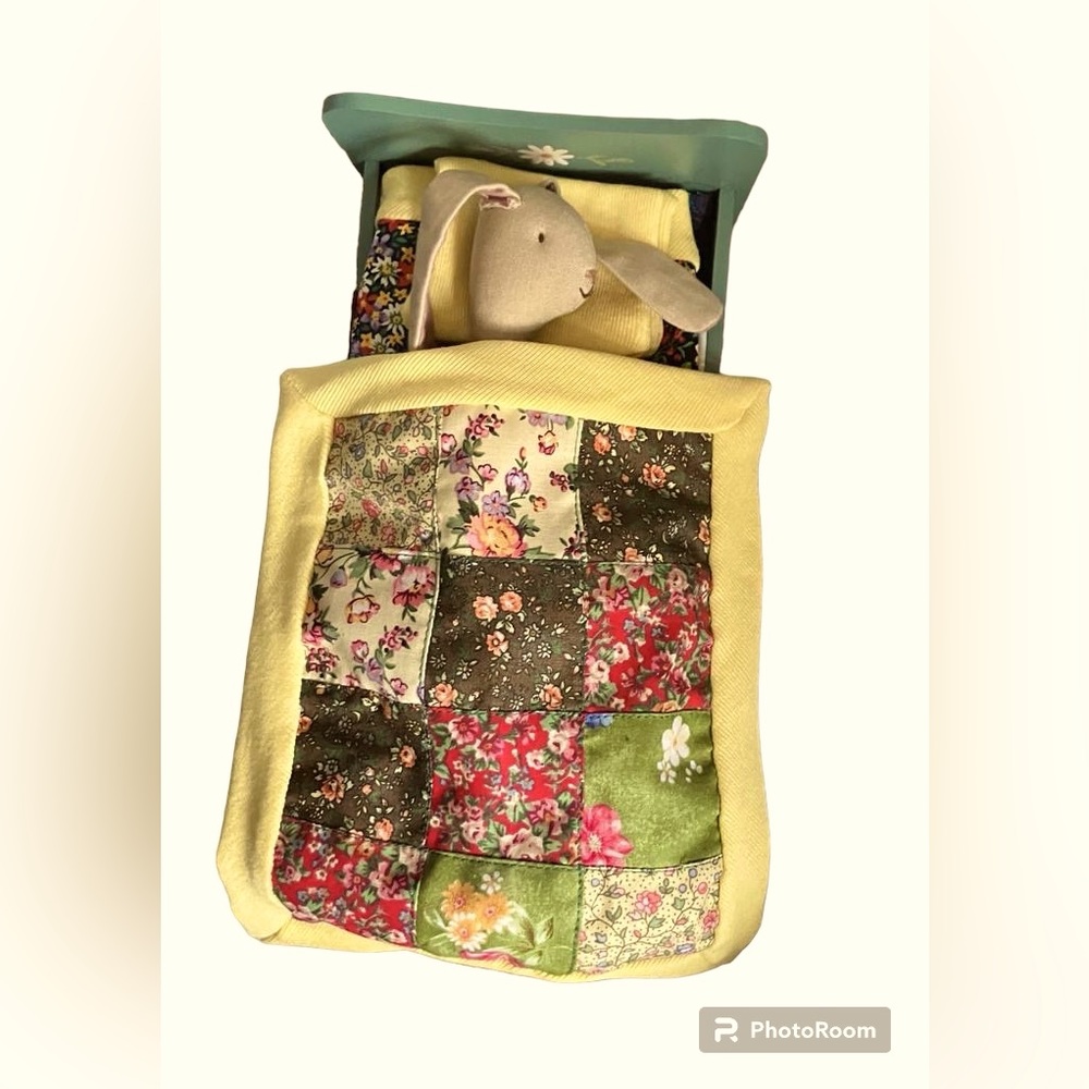NEW Handmade Quilted bedding set made for Maileg mini Bunny doll 22cm